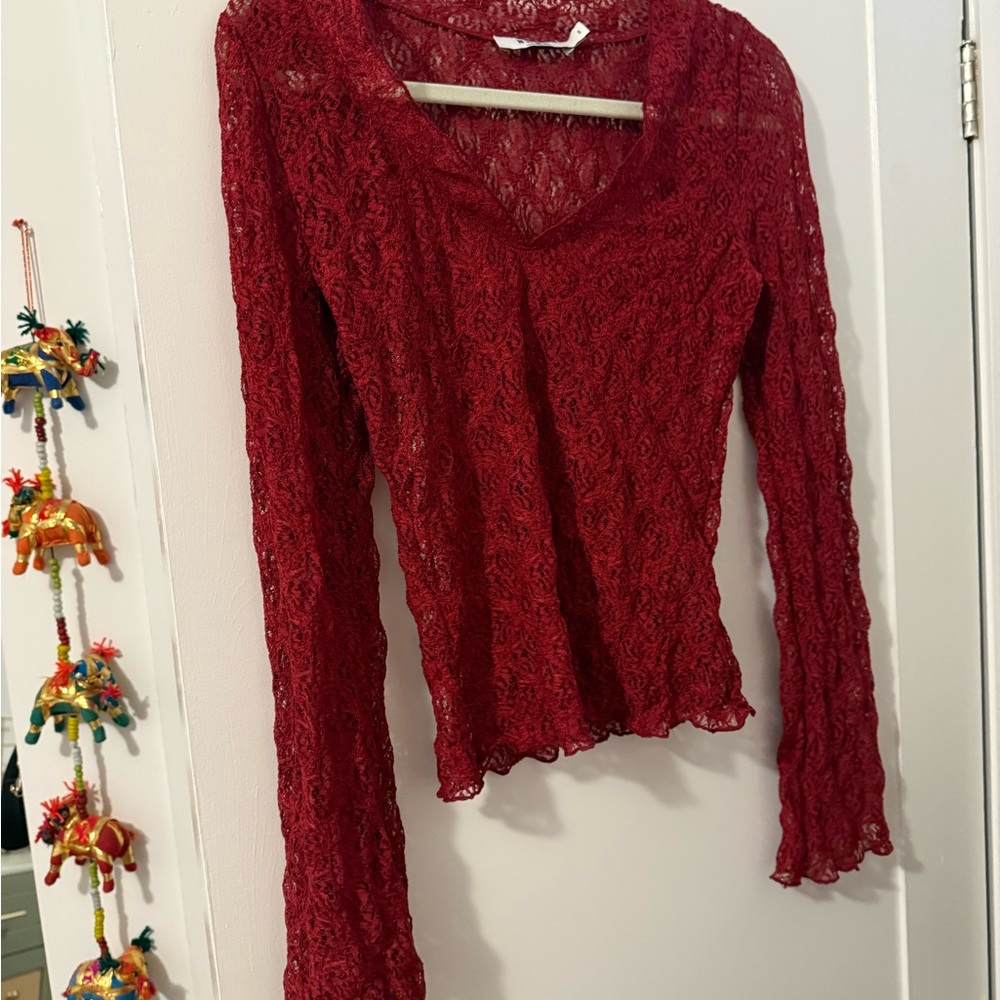 NWOT Red Lace Top